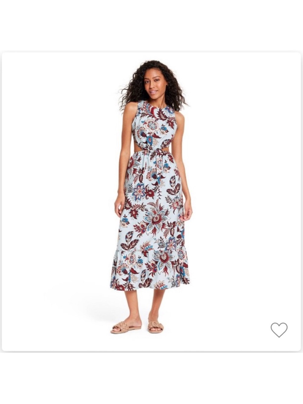 Rhode x target  Floral Midi Dress in Light Blue and Burgundy M